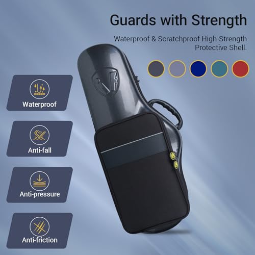 Omebaige IF Alto Saxophone Contoured High-Strength Protective Shell, Lightweight & Durable Construction Alto Sax Case, Accessory Pocket, Combination Lock & Detachable Strap, Hard Shell Backpack - Thumbnail 4