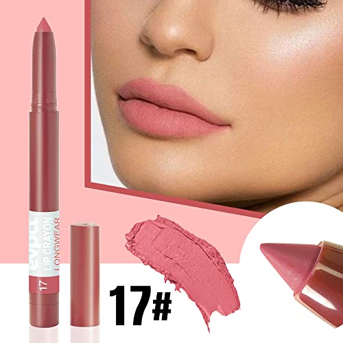 Evpct 3Pcs Nude Beige Orange Brown Matte Lipstick And Lip Crayon Stick Liner Pencil Set Sharpener Waterproof Long Lasting 24 Hours Lipstick Lip Liner Crayon Labiales Mate 24 Horas Originales 16&17&18 #TOP4