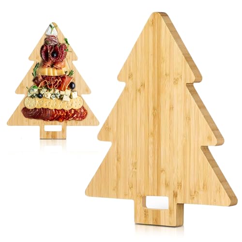 CABBEL Planche à découper en bambou forme sapin – 21x26,5 cm – Planche de Noël, planche de cuisine & plateau de service – Naturelle, durable, idée...