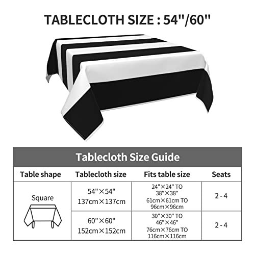 Nappe carrée à rayures noires et blanches pour table de salle à manger