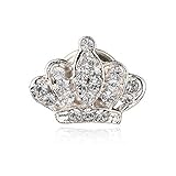 Queen Crown Rhinestones Brooch Pins for Women Gold Silver Crystal Cz Crown Collar Brooch Suit Shirt Collar Buckle Clip Wedding Jewelry (Silver)