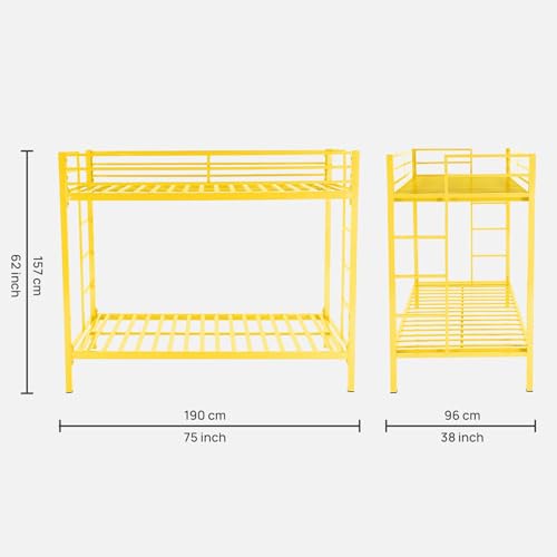 Image of Pilio Twin Over Twin Metal Bunk Bed | Bunk Bed Without Storage for Kids & Adult | Double Decker Bed for Kids Room| Space-Saving Twin Bunk Room| Bunker Bed Frame (Mattress Not Included)