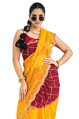 Image of MIRCHI FASHION Saree for Woman Georgette Floral Printed | Lightweight Comfortable Sari for Regular Social Wear and social visits