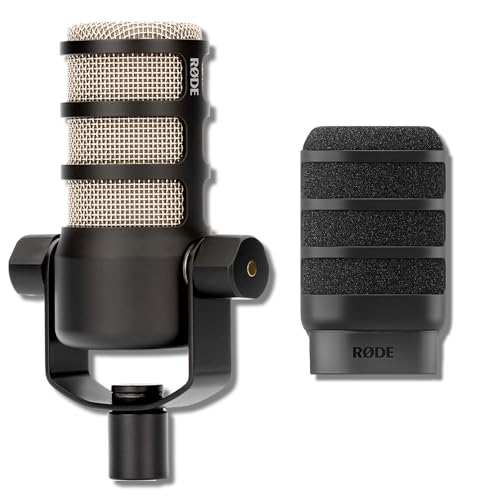 Rode PodMic Cardioid Dynamic Broadcast Microphone with WS14 PodMic Pop Filter - Black