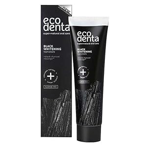 Ecodenta Charcoal Toothpaste, Teeth Whitening Tooth Paste I Naturally Whitens Teeths and Removes Plaque I Black Natural Toothpaste Fluoride Free, 100ml