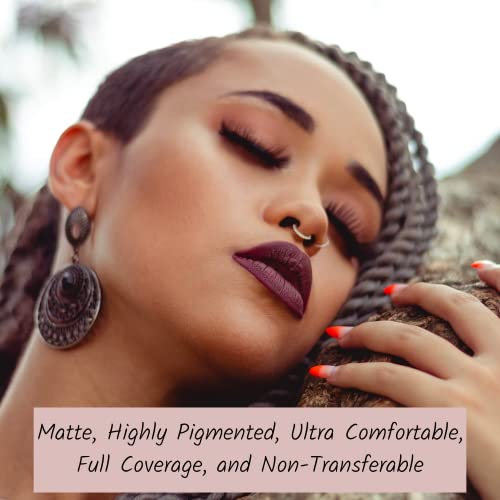 Mynena Dark Matte Liquid Lipstick Waterproof Lightweight No Smudge Talc-Free Mica-Free Gluten-Free Paraben-Free | Viola #TOP2