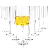 Elsjoy Set of 8 Acrylic Square Wine Glass, 14 oz Unbreakable Wine Glasses with Long Stem Reusable Cylinder Red Wine Goblet, Shatterproof Wine Stemware for Party, Dinner, Wedding