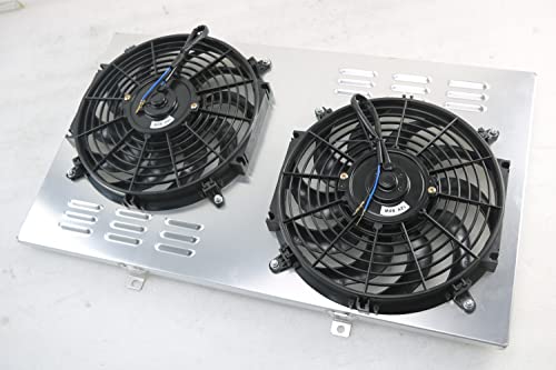 Coolingcare Aluminum Radiator Shroud + 2X12" Electric Cooling Fan For 1967-72 Chey Gmc C/K Series Pickup Suburban Truck #TOP2