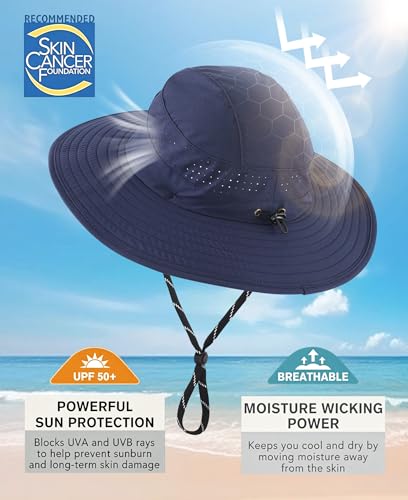 Image of Connectyle UPF 50+ Wide Brim Sun Hat for Men Women UV Protection Bucket Hats Outdoor Breathable Safari Hat for Fishing Hiking