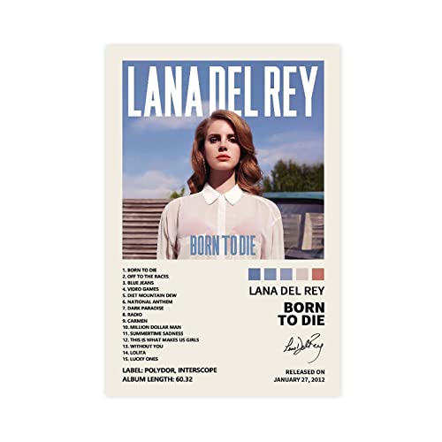 Láná Poster Dél Réy Bórn Tó Dié Music Album Poster Signed Limited Edition Canvas Poster Wall Art Decor Print Picture Paintings For Living Room Bedroom Decoration Unframe-Style 12X18Inch(30X45Cm) #TOP19