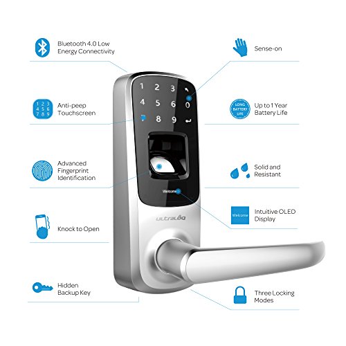 Ultraloq Ul3 Bt Bluetooth Enabled Fingerprint And Touchscreen Smart Lock (Satin Nickel) | 5-In-1 Keyless Entry | Secure Finger Id | Anti-Peep Code | Works With Ios And Android | Match Home Aesthetics #TOP4