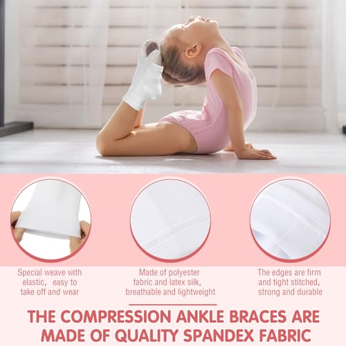 Image of Tarpop 2 Pairs Kids Ankle Brace Set Foot Support Stabilizer Wraps Protector Guard Knitted Ankle Sleeve Sock Support Compression Socks for Injury Prevention(White,Large)