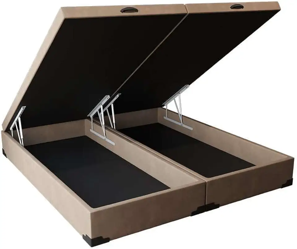 Base para Cama Box Queen Martin Premium com Baú Suede (45x158x198) Bege