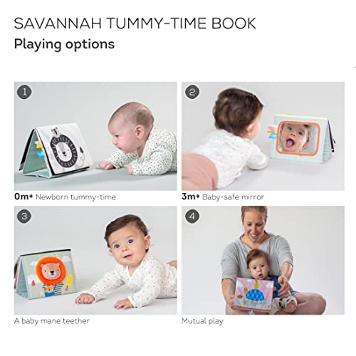 Taf Toys Savannah Infant Tummy-Time Soft Crinkle Activity Book With Huge Baby Safe Mirror, 3D Activities, Textures And A Soft Baby Teether #TOP3