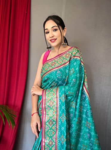 Image of SGF11 Women's Kanjivaram Patola Silk Saree Silk Saree Pure Golden Zari With Blouse Piece