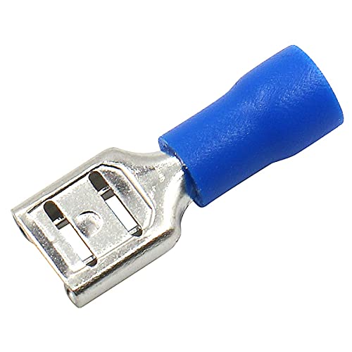 Baomain FDD 2-250 1/4 Inch Female Quick Disconnects Vinyl Insulated Spade Wire Connector Electrical Crimp Terminal 16-14 Awg 6.3Mm Fdd 2-250 Blue Pack Of 100 thumb #1