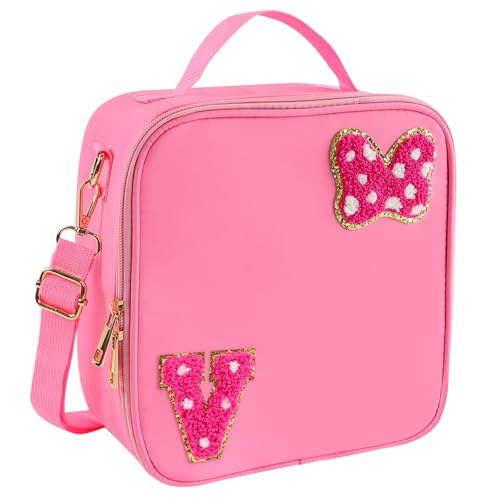 Preppy Initial Bow Mouse Lunch Bag, Kids Lunch Box Gifts for Teen Girls