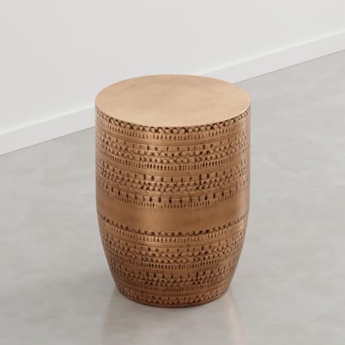 SIMPLIHOME Johnsen 15" Wide Iron Drum Table in Burnished Copper by SIMPLIHOME - Used condition - Image 7