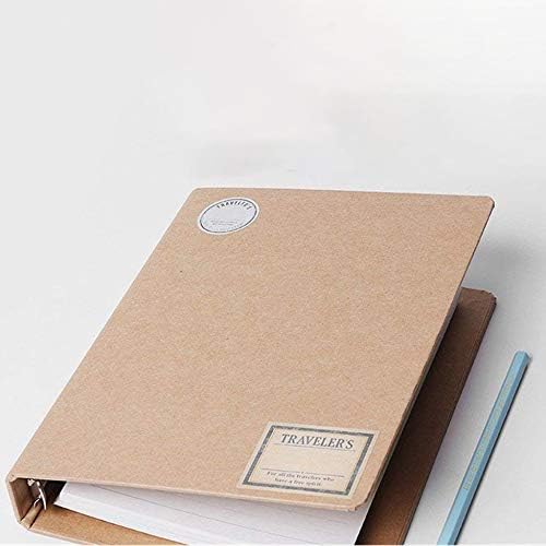 A5 Binder Vertical Folder Square Sketchbook Plain Kraft Folder,A5 Ring Binder Planner,Multifunction DIY Cover Detachable Metal Ring Binder with 6 Holes Office Supplies-Brown-6.89 * 9.25 * 1.38 inch