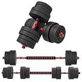 HOMCOM Set Manubri 2 in 1 da 30kg Totali con 16 Dischi Pesi e Connettore