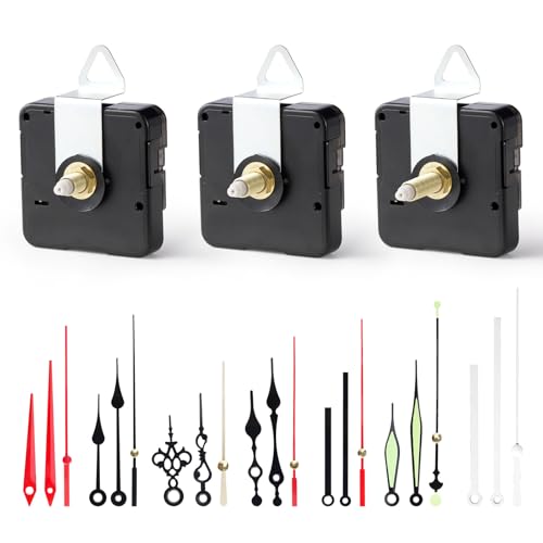 Vitasemcepli 3 Pezzi Movimento Meccanismo Orologio da Parete al Quarzo Silenzioso con 7 Set Lancette Orologio per Parti Riparazione dell'Orologio Parete Sostituzione (13 mm, 16 mm, 23 mm)