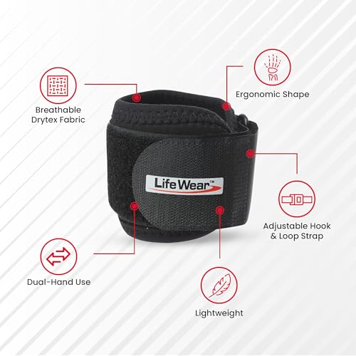 Image of Life Wear Wrist Wrap, Drytex Fabric, Adjustable Hook and Loop Strap, Compression and Support for Gym, Sports, Pain Relief, Unisex Wrist Brace, Wrist Support Wrap for Men and Women, Universal Size