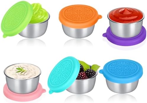 Lot de 6 pots à sauce avec couvercles, bocaux à salade en acier i...