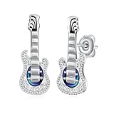 Feijiesi Guitar Earrings 925 Sterling Silver Music Earrings Guitar Stud Earrings Guitar Jewelry Gifts for Women Girls