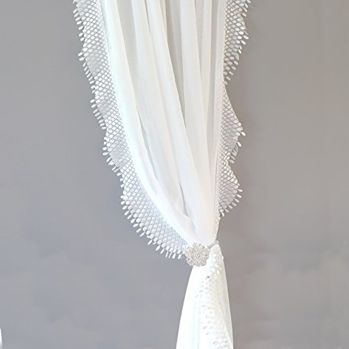 Driftaway Ava Lace And Crochet Trim Voile Sheer Window Curtains Rod Pocket 2 Panels Each 42 Inch By 84 Inch Off White #TOP28