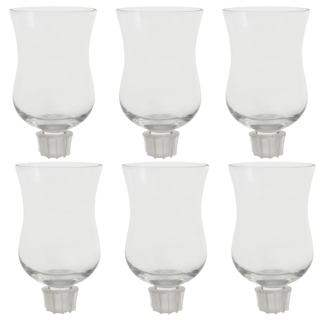 Koyal Wholesale Candelabra Hurricane Glass Shades, Bulk Set of 6 Peg Votive Holders (Clear, 5-Inch)
