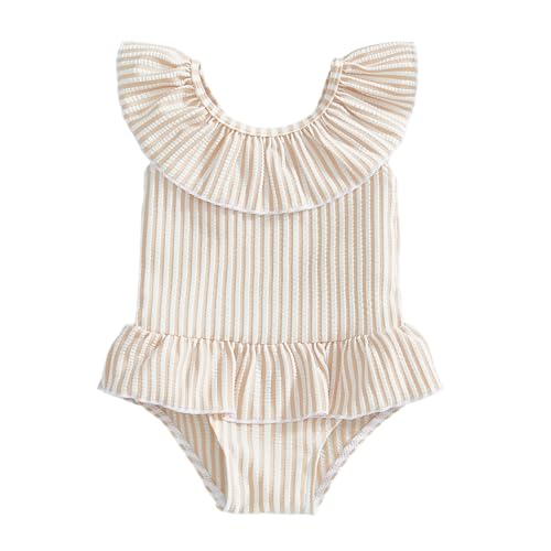 Maillot de bain une pièce fille rayé confort stretch pour bébé