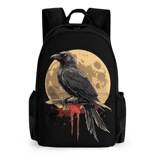 Cow Moon Travel Backpack Casual Daypack Shoulder Bag with Adjustable Shoulder Straps for Men Women