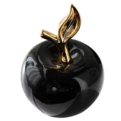 VALICLUD Ornement Pomme Céramique Noir Grosse Taille, Décoration Intérieure Réaliste, Accessoire Déco Bureau et Salon, Décoration Maison et Fête, Figurine Artisanale Design Simple