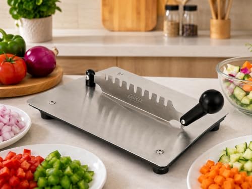 Image of Steel Chopping Board with Knife | Steel Cutting Board & Stainless Steel Cutting Board for Kitchen, Rustproof, Hygienic, Easy to Clean, Durable