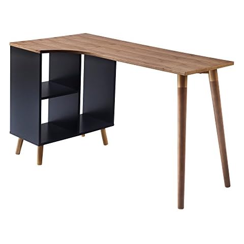 Versanora - Bloccare Office Desk - Walnut/Black Cover