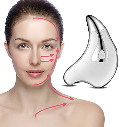 Preisvergleich Produktbild Gua Sha Massagegerät Elektrische Gua Sha Platte Gesichtsschabebrett Elektroschaber Körpermassagegerät für Hautpflege Rot & Blau Zwei Lichttherapie Massagegerät