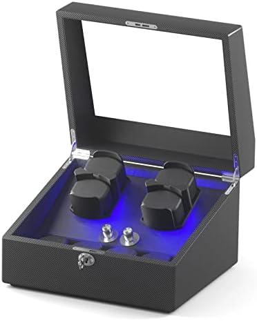 ALPHAWIN Watch Winder 4 for Automatic Watches, Automatic 4 Watch Winders with 4 Storage Display Anti-Magnetic Watch Winder Box for Men/Women's Mechanical Watches Carbon Fiber