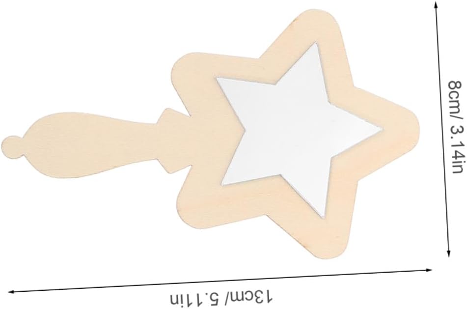 SEWACC 20pcs Wooden Craft Mirrors for Painting DIY Star Shape Handheld Mirrors for Boys and Portable Lightweight for Travel and Art Activities