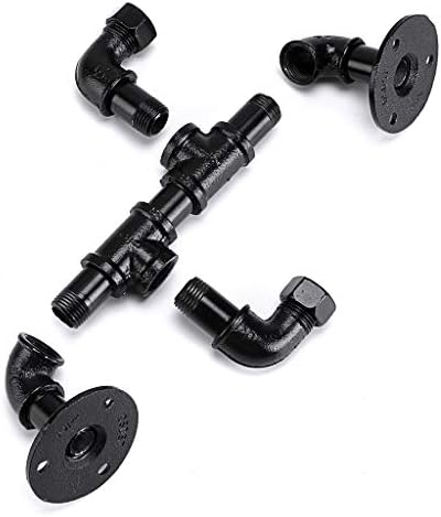 SUMNACON Heavy Duty Industrial Pipe Coat Hook Rack - Rustic Metal Towel Holder Wall Mounted Vintage Hat Hanger Racks 2 Hooks for Home, Store, Office, Electroplated Black Finishwith