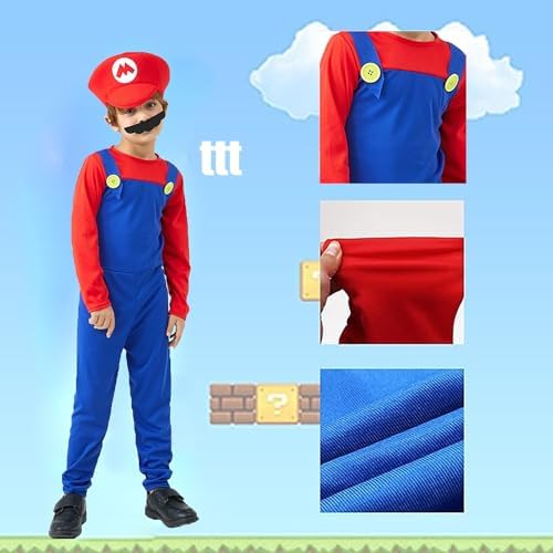 RONIAVL Super Brothers Costume Outfit Mari Boys Girl Halloween Costume Fancy Dress Cosplay for Kids 3 41oJsO1z8aL. AC