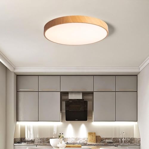 Lámpara de techo LED ultrafina de veta de madera redonda regulable 5
