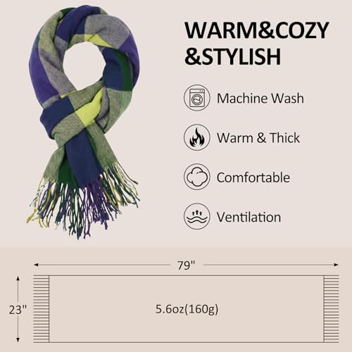 Image of Loritta Winter Scarf for Women, Long Plaid Shawl Wraps Scarves Gifts