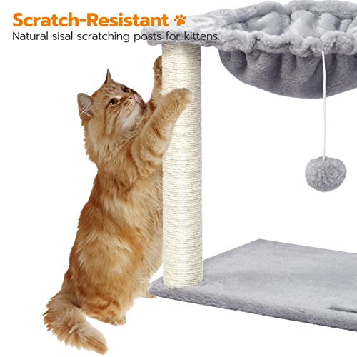 Hoobro Cat Tree Tower For Indoor Cat, Small Cat Pet House Furniture For Kitten, 15.7 X 11.8 X 16.5 Inches, Plush Soft Hanging Basket Perch Hammock, With Sisal Cat Scratching Posts, Plush Toy Lg08Sct03 #TOP4