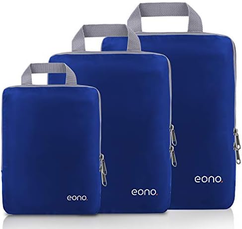Amazon Brand - Eono Compression Packing Cubes, Luggage Organiser Set, Extensible Suitcase Organiser, Packing Organisers for Suitcases, Packing Cubes for Travel or Home Storage - Burgundy, 3 Set