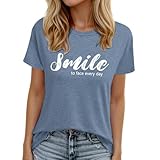 Modesche Damenoberteile, classique Damen-T-Shirt, un Muss für lässige T-Shirts für die Sommergarderobe. Schön Muster, Smile, Feder, Herz, Katze, Vinglas, Lavande, Fingerherz, Schmetterling. Blanc noir.