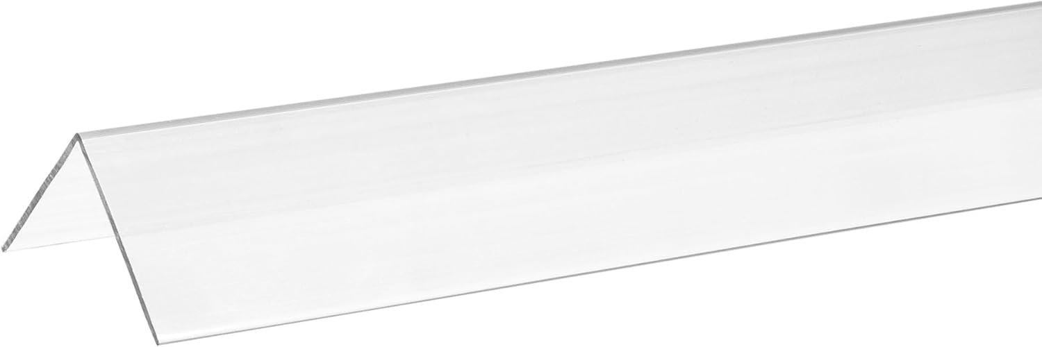 Outwater Clear Polycarbonate Corner Guard, 1/2in x 1/2in x .050in Thick, 6ft Long, Transparent 90 Degree Wall Corner Protector for Impact and Edge Protection