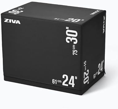 ZIVA 3-in-1 Plyo Box Premium High-Density PE Foam or PU Wood-Foam Jump Box with Non-Slip PVC Cover Commercial-Grade Plyometric Platform for Jump Training, Step Workouts & Home Gym 20x24x30"