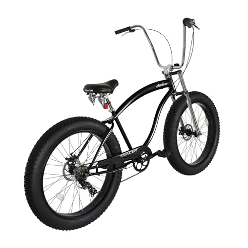 Bicicleta Cruiser tipo Chopper Avalon de 26 pulgadas, 7 velocidades, frenos de disco, neumáticos gruesos, para hombre (azul oscuro) miniatura 3