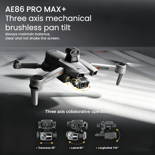 Image of AE86ProMax+Drones with Camera for Adults 4K Video,Touch Screen Tablet Remote and 3-Axis Mechanical Gimbal, 5G Digital Transmission, 360 Laser Obstacle Avoidance, GPS Auto Return,Three 8000mAh 45 Mins Long Endurance, 500g Payload, Smart Follow Waypoint Flight Foldable Quadcopter, Up to 5 Miles Range (Grey, 3 Batteries)