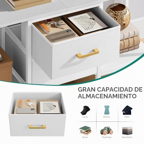 Miniatura 4 de Yitahome Mueble De Tv De Hasta 47 Pulgadas, Mueble De Tv Con 2 Cajones De Tela Y 2 Estantes Abiertos, Cómoda De 110 X 30 X 50 Cm Para Sala De Estar, Sala De Entretenimiento, Muebles De Dormitorio
